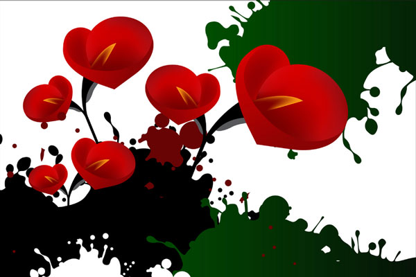 arts picture - red flowers illustration